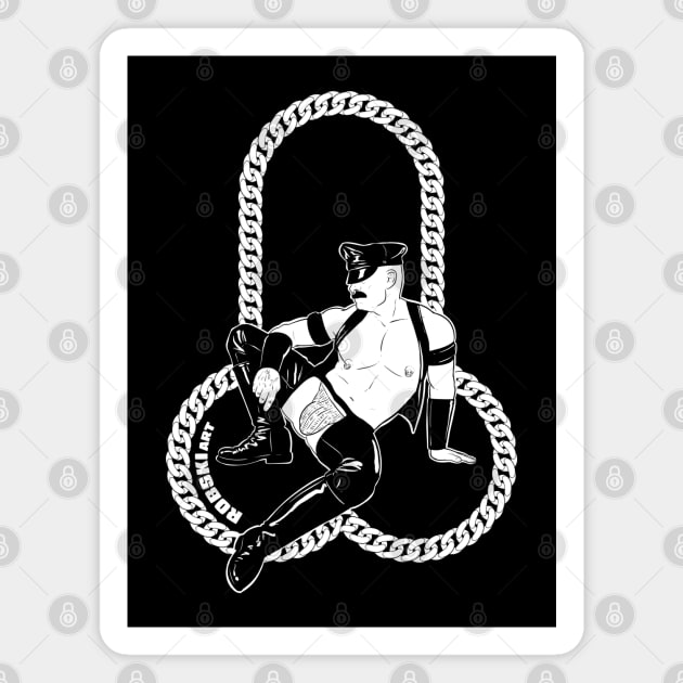 Leather and chain Magnet by RobskiArt